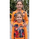 Оранжев плътен суичър за момиче с любимата Калинка