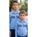 Плътен детски суичър ТикТок в свеж син цвят