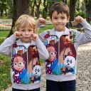 Детски плътен суичър с дълъг ръкав Маша и Мечока в сиво