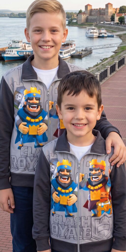 Детски геймърски суичър Clash Royale в сиво