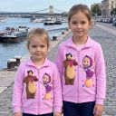 Виолетов детски суичър с дълъг ръкав и Маша и Мечока