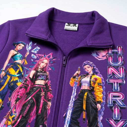 Плътен суичър за момиче K-Pop Hunter в тъмновиолетов цвят