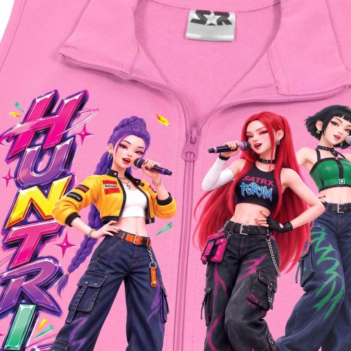 Розов детски елек K-Pop за есен и зима