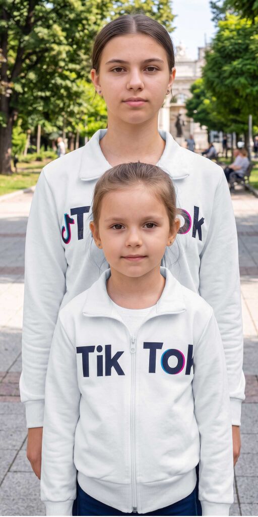 Детски плътен суичър с дълъг ръкав ТикТок в бяло