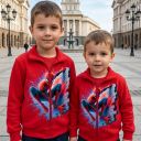 Детски червен суичър Спайдърмен за есен и зима