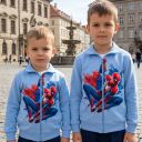 Момчешки плътен суичър в синьо със Спайдърмен
