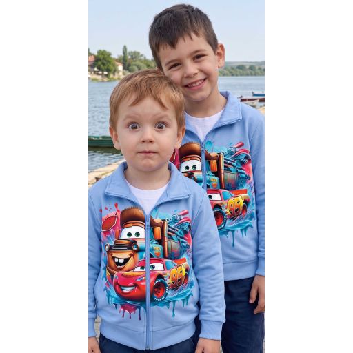 Син детски суичър Маккуин с дълъг ръкав за малки автомобилни фенове