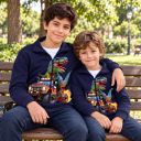 Суичър плътен Хот Уилс Monster Trucks в тъмносиньо