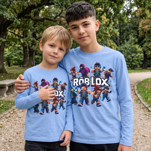 Детска синя блуза с Roblox дизайн