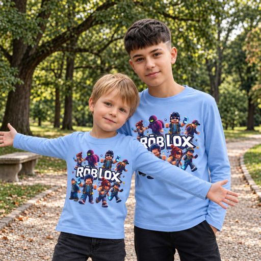 Синя детска блуза Roblox с дълъг ръкав