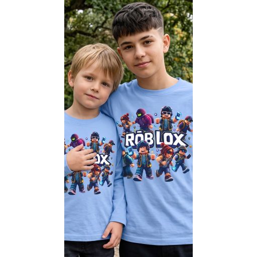 Тънка детска блуза в синьо с Roblox дизайн