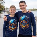 Блуза тънка с череп в тъмносиньо
