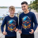 Детска блуза с череп в тъмносиньо за ежедневието