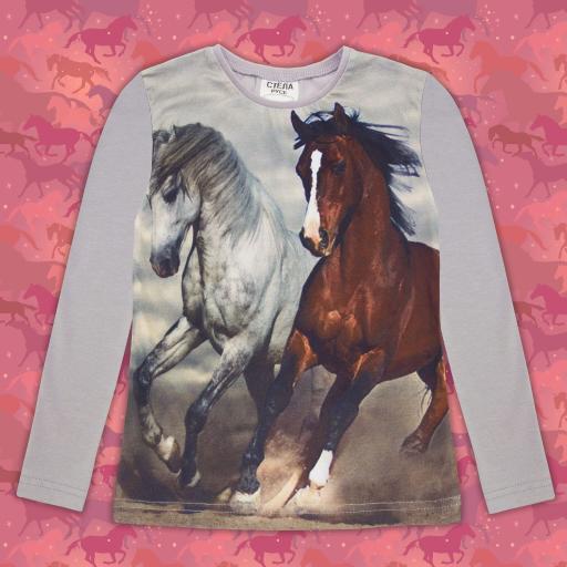 Блуза тънка с коне 2 (диг.печат)