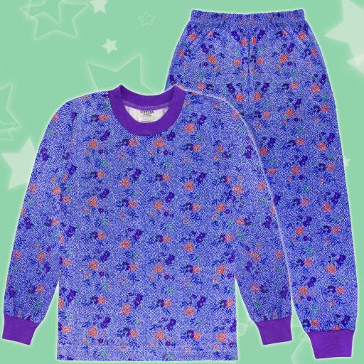 Пижама с цветя в лилаво
