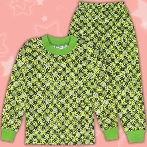 Пижама с цветя в зелено