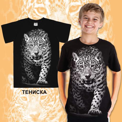 Тениска с леопард в черно