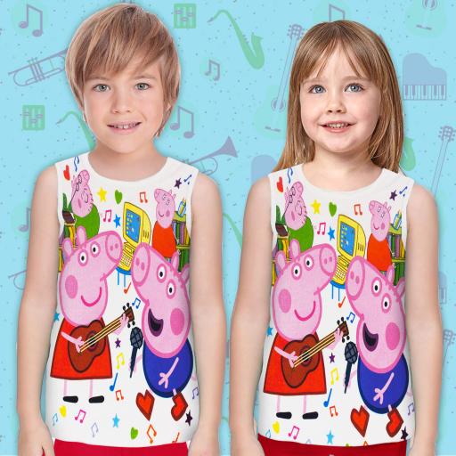 Тениска без ръкав Пепа прасето в бяло