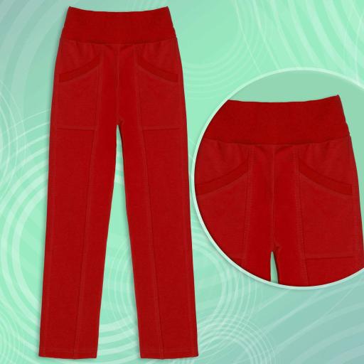 Панталон прав с джобове в червено